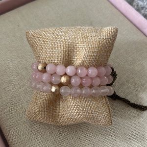 STACKED brand pink gemstone chain boho bracelet set
